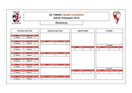 Torneo Cidade de Vilagarcía Prebenjamín:  Horarios