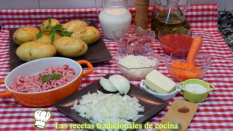 Receta de patatas rellenas de carne y jamón