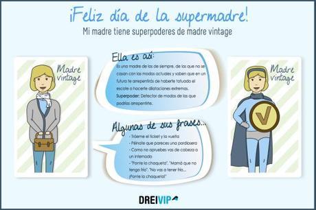 Infografia Dia de la madre superpoder mama vintage