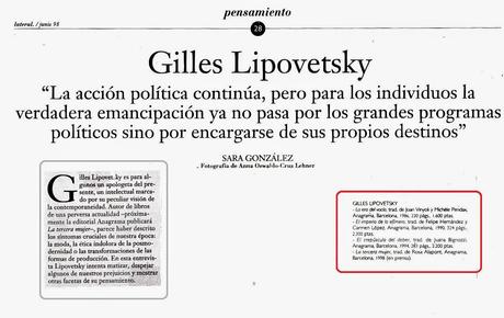 ENTREVISTA A LIPOVETSKI (1998)