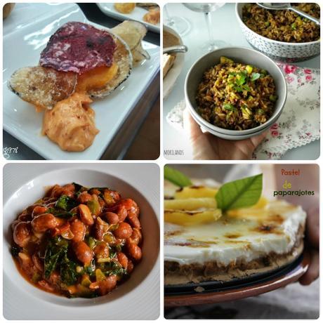 Platos del duodécimo Menú vegetariano con recetas de otros blogs.