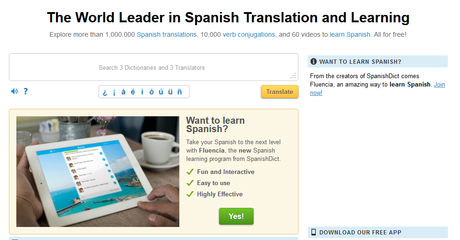 Sitio y aplicación de traducción y aprendizaje de inglés