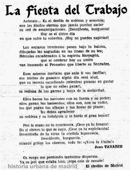 Fiesta del Trabajo. Madrid, 1º de mayo de 1914