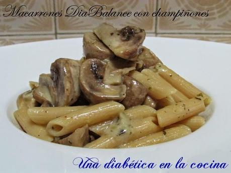 Macarrones Diabalance con champiñones