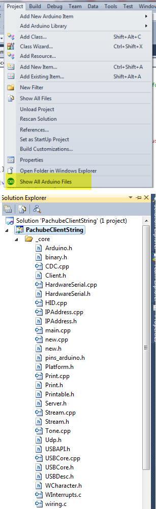 Mostrar todos los archivos Arduino para Visual Studio