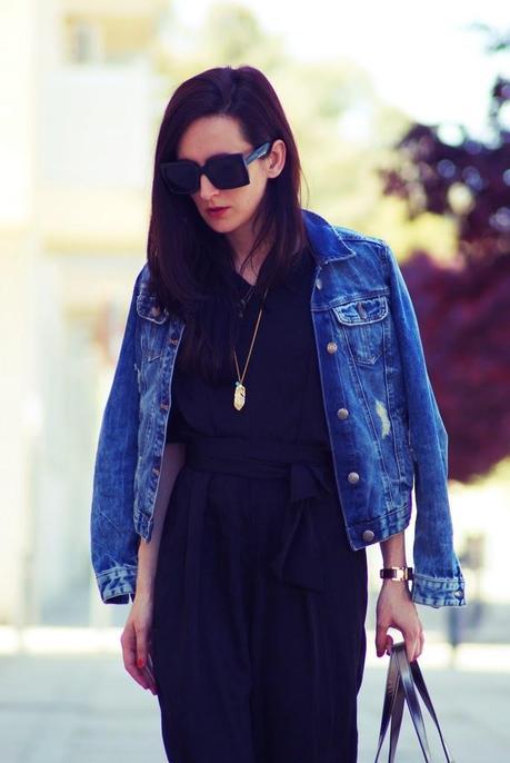 BLACK JUMPSUITJacket: Zara, Jumpsuit: Persun Flats: Zara,...