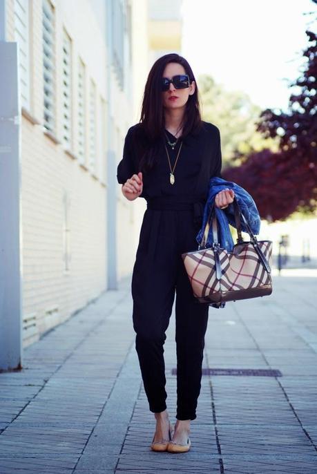 BLACK JUMPSUITJacket: Zara, Jumpsuit: Persun Flats: Zara,...