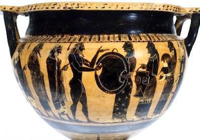 Tetis entregando las armas a su hijo Aquíles