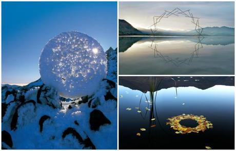 Martin Hill, fotógrafo y artista que lleva más de 20 años trabajando con la naturaleza, crea esculturas efímeras de hielo, piedras y materiales orgánicos junto a su compañera Philippa Jones.