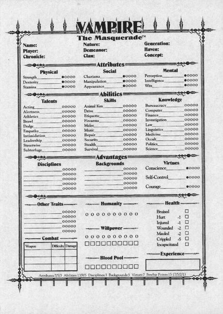 Montones y montones de hojas de personaje en PDF