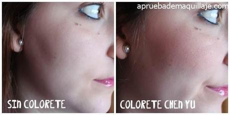 Swatch en el rostro del colorete Blush Sublime Glamour 03 de Chen Yu