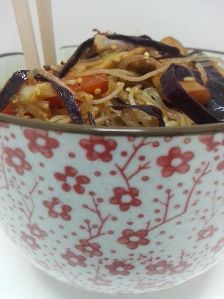 Fideos de Arroz al Wok con Verduritas