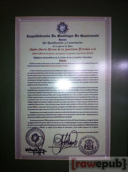 Edicto: Causa de Beatificación y Canonización de Madre María Teresa de la Santísima Trinidad ocd.