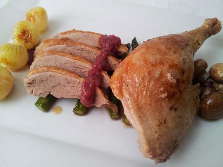 Pato al horno con verduras glaseadas