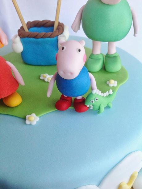 TARTA FONDANT PEPPA PIG CON GLOBO-TUTORIAL DE GLOBO, NUBES, GEORGE Y DINOSAURIO- CUARTO RETO QUÉ RICO MAMI!