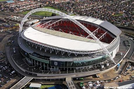Aerial image of Wembley Stadium, London.CFDR1N