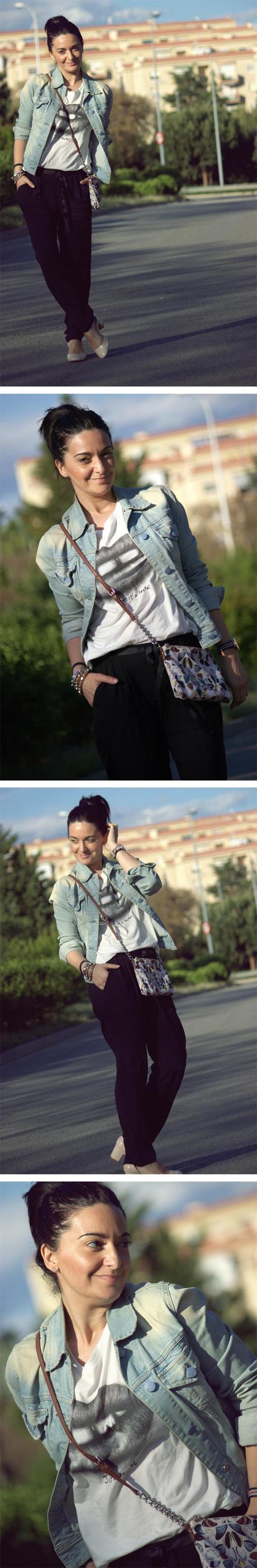 Con cazadora tejana...