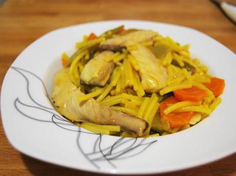 receta de fideos con caballa y verdura
