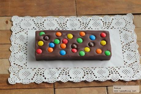 Tableta de chocolate, gianduja y M&M's. Receta
