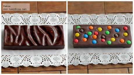 Tableta de chocolate, gianduja y M&M's. Receta