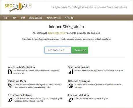 La agencia asturiana SEO Coach ofrece una herramienta gratuita para optimizar páginas web