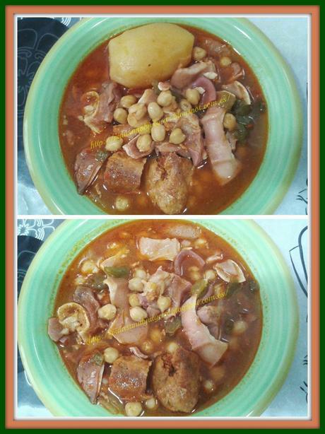 Oreja con garbanzos y patata