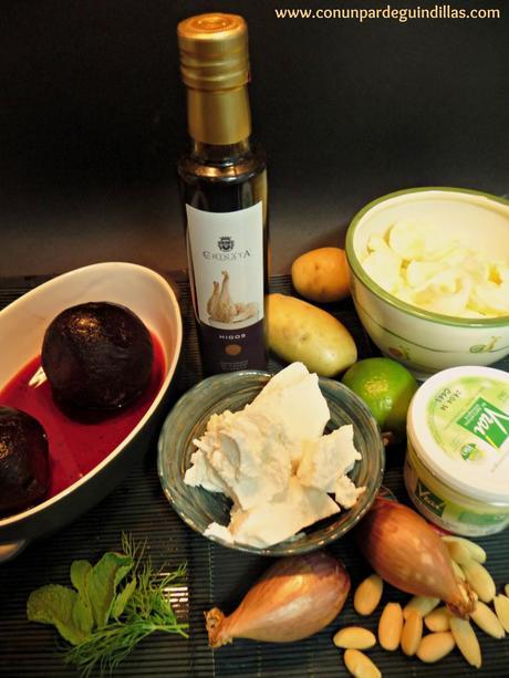 Verrine de remolacha, calabacín y requesón para Tuonela