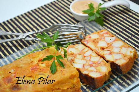 Pastel de palitos de surimi o bocas de mar