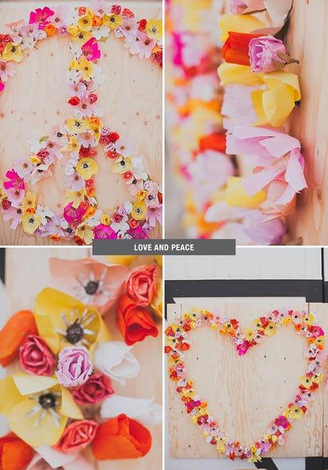 UN PANEL CON FLORES PARA UNA BODA LOVE & PEACE