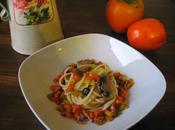 Espaguetis verduras salsa roquefort