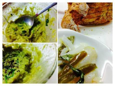 Tosta de bacalao con crema de aceite de pimiento verde Tosta de bacala con crema de pimiento verde_Fotor