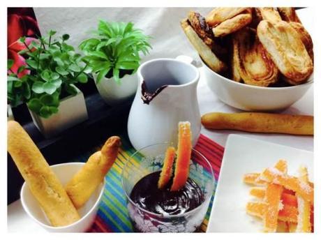 Chocolate con bastonciitos de naranja confitada