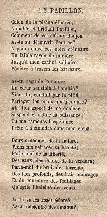 LE PAPILLON, par Xavier de Maistre (hacia 1820)