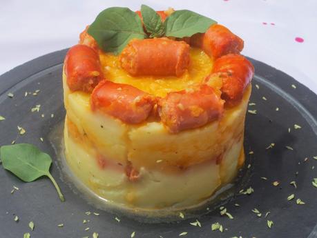 Salchichas con puré de patata