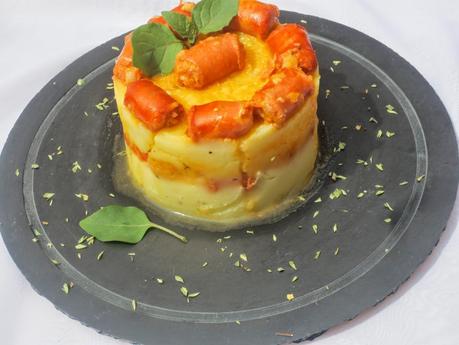 Salchichas con puré de patata