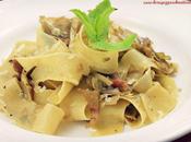 Pasta alcachofas, guanciale menta