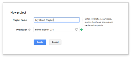 Desarrollo de Aplicaciones móviles en la nube de Google De diálogo Nuevo proyecto