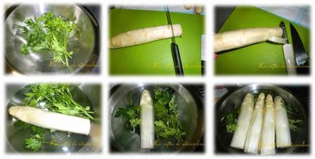 Espárragos blancos con vinagreta de mango, jengibre y ajo negro