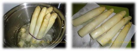 Espárragos blancos con vinagreta de mango, jengibre y ajo negro