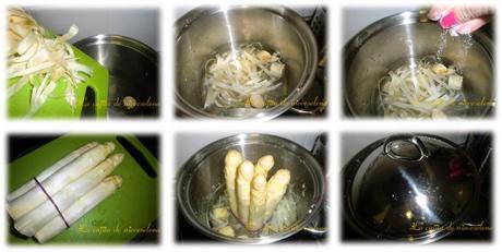 Espárragos blancos con vinagreta de mango, jengibre y ajo negro