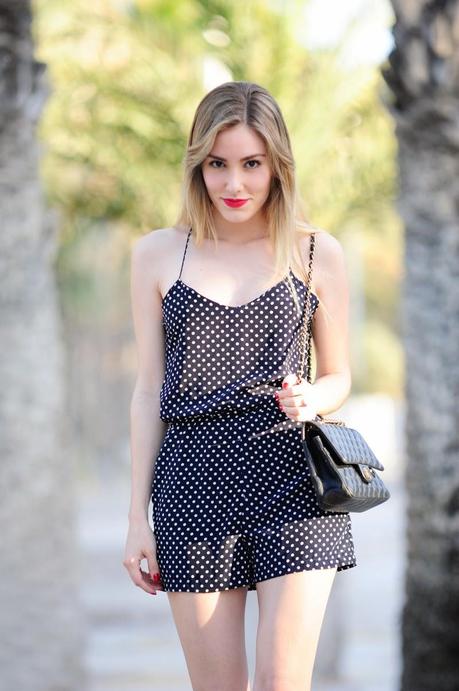 Playsuit polka dots street style