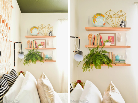 UN DORMITORIO RETRO CHIC CON CABECERO DE MACRAMÉ + DIY LAMPARA