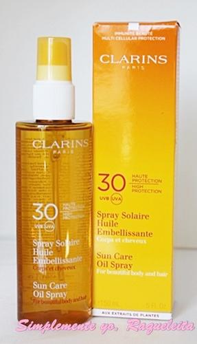 Spray Solar Aceite Embellecedor Cuerpo y Cabello UVA/UVB 30 de Clarins