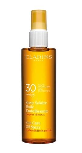 Spray Solar Aceite Embellecedor Cuerpo y Cabello UVA/UVB 30 de Clarins