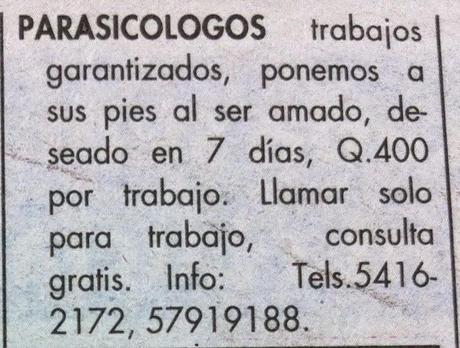 Brujería, Hechicería, Charlatanería, Estafas y Falsa Parapsicología en
Guatemala.