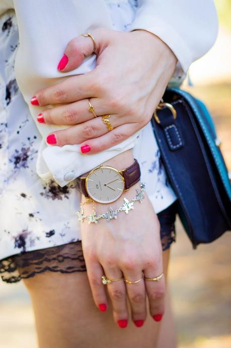 Floral Lace White And Black Shorts