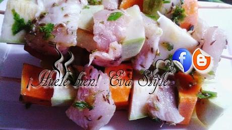 Brochestas de pescado y patatas