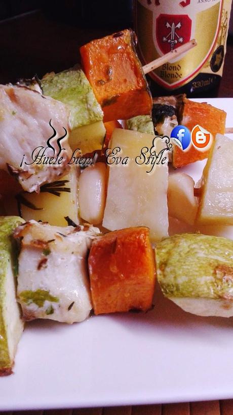 Brochestas de pescado y patatas