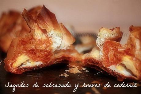 SAQUITOS DE SOBRASADA Y HUEVOS DE CODORNIZ, APROVECHANDO RESTOS DE RECETAS SAQUITOS DE SOBRASADA Y HUEVOS DE CODORNIZ, APROVECHANDO RESTOS DE RECETAS