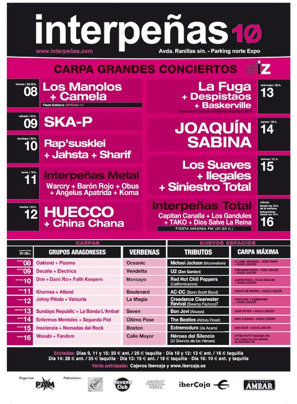 Conciertos Pilar 2010 en Zaragoza. Interpeñas, Valdespartera, FIZ y más http://www.interp-zgz.com/imgs/2010/Interp_Cartel_10_A4.jpg